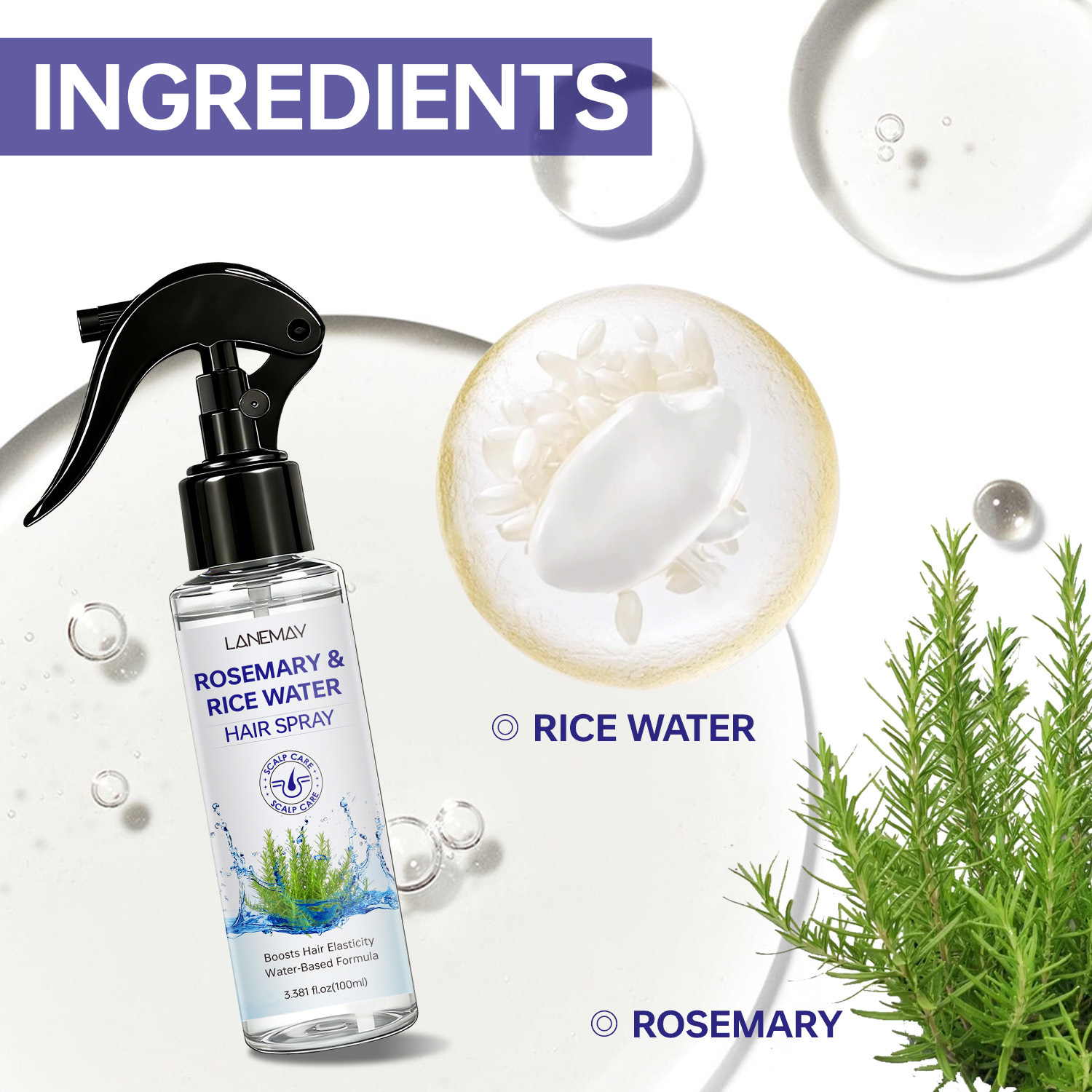 Spray capillaire à la rosemari - Hair Care With Rice Water avis et prix
